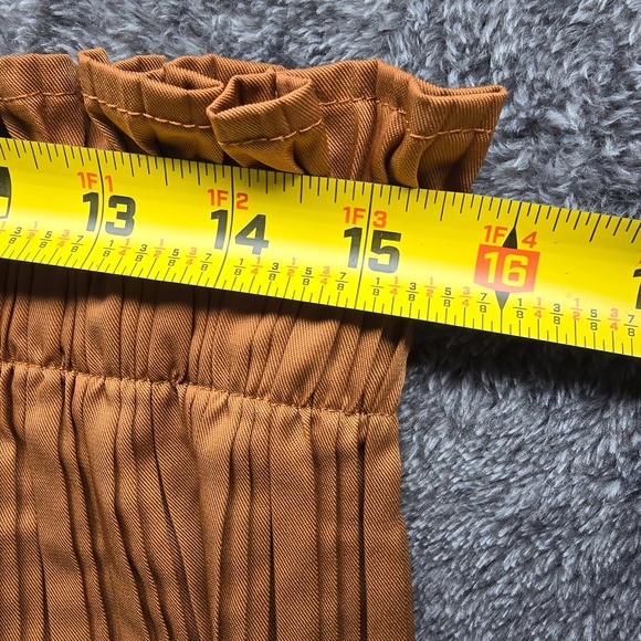 Goodtimeusa Women's 2-Piece Set XL Mustard Brown Pleated Pants Tie Blouse - Picture 14 of 16